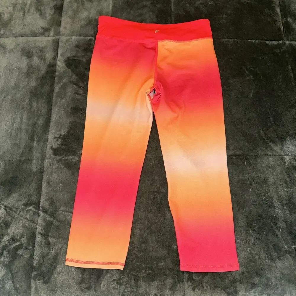Old Navy‎ Active Leggings Girl's XL Orange Pink Ombre High-Waisted Athletic